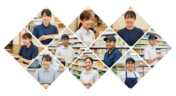 様々な職種で働く人々のコラージュ